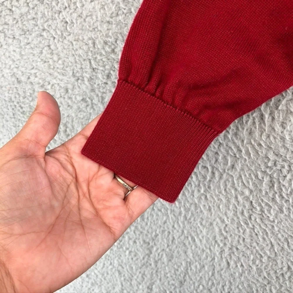 Lacoste Sweater Jumper Mens 5 US Large Deep Red V Neck Preppy‎ Academia Career